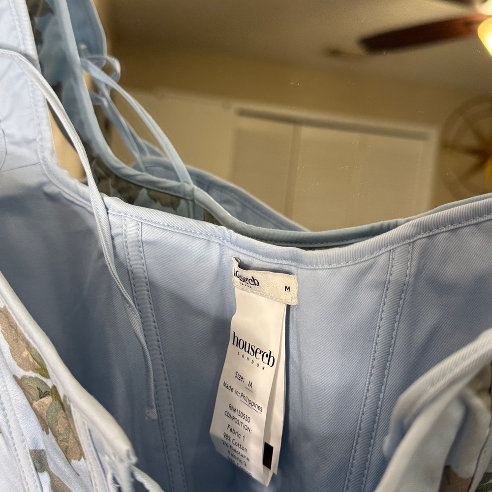 House of CB CALLIE Blue Rose Reversible Cotton Corset Top NWOT - Picture 5 of 8
